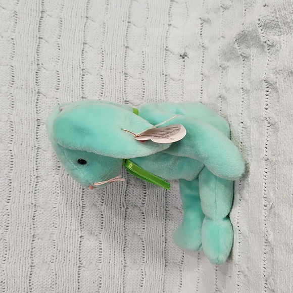 🕸Rare Mint 1996 Ty Hippity Green Bunny Beanie Babies Tag Errors PVC 4119 - Picture 2 of 9